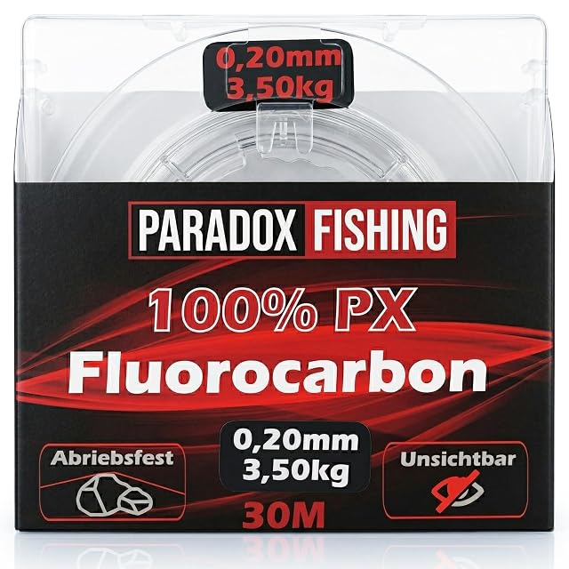 Lenza per terminali in fluorocarbon Paradox Fishing 100 % PX, 30 m, 0,20 mm